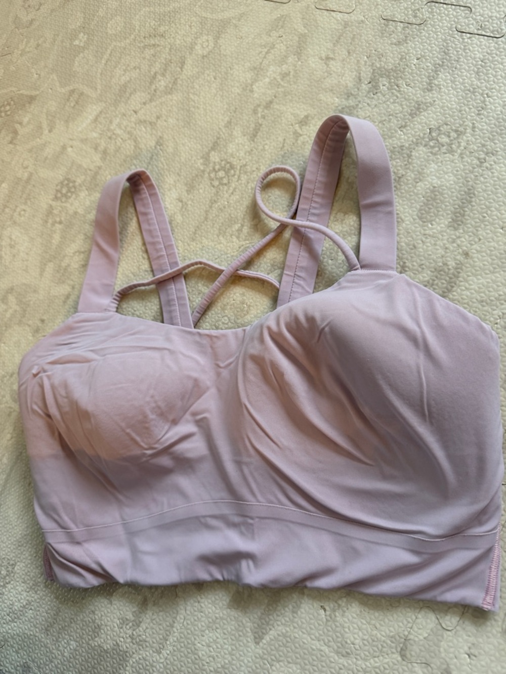 Lululemon like a cloud Pink Longline Bra with Strappy Back